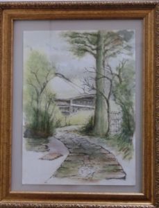 中根三郎 (さきたま)寺院(水彩画)